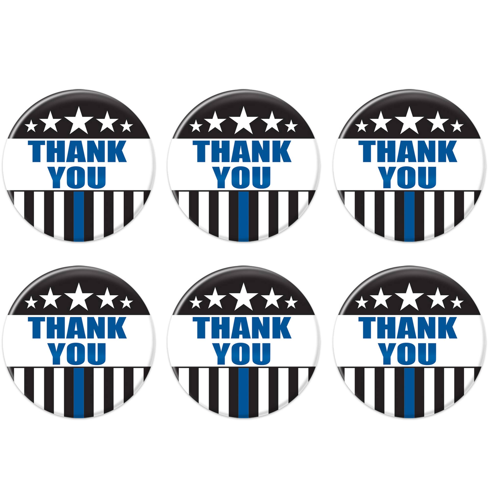 Beistle 2" Blue Stripe Thank You Law Enforcement Buttons, 6ct.
